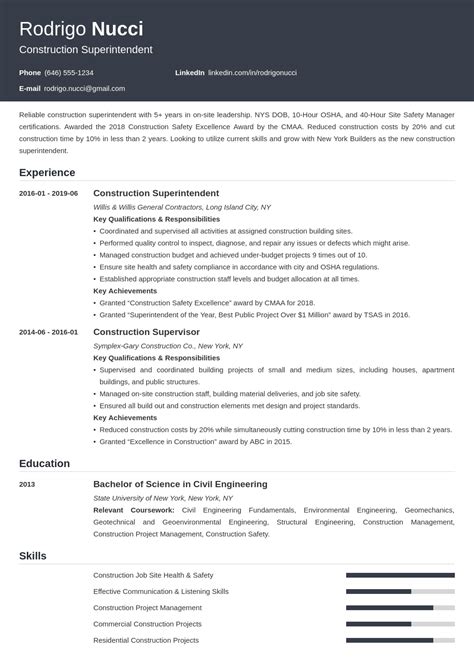 Construction Superintendent Resume Examples Template