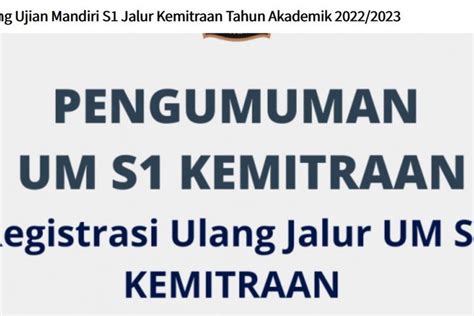 Link Pengumuman Dan Registrasi Ulang Um S Jalur Kemitraan Undip