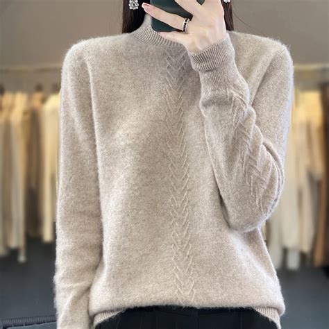 100 Pure Wool Turtleneck Sweater Women Autumn Winter Less Than Sign