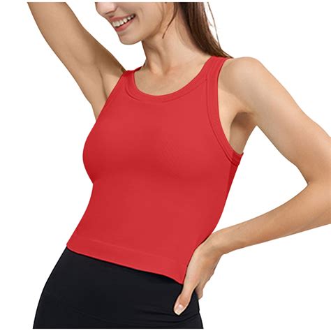 Aobny Compression Sports Bras For Women Red Longline Solid Minimizer