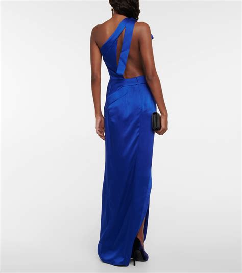 One Shoulder Satin Gown In Blue Tom Ford Mytheresa