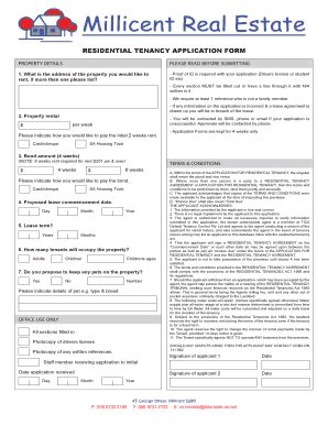 Fillable Online Residential Tenancy Application Form S3 Amazonaws