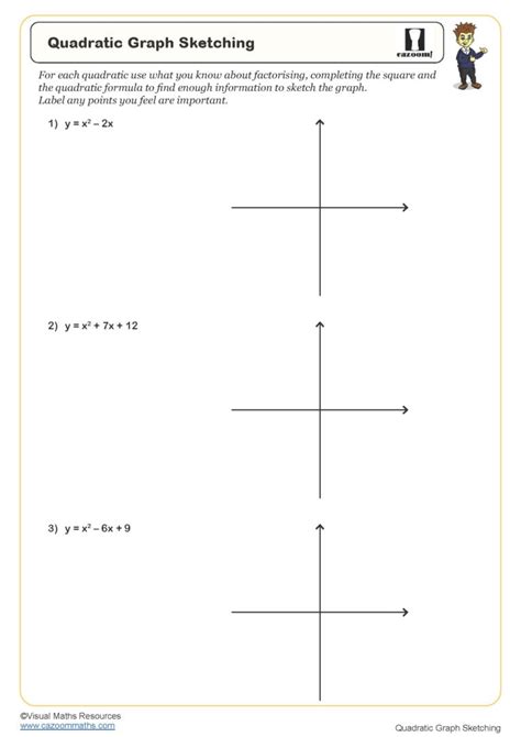 Quadratic Graph Sketching Worksheet Cazoom Maths Worksheets