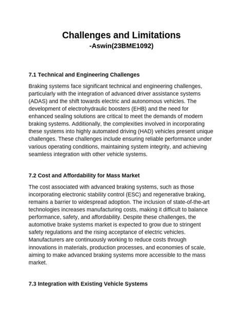 challenges  limitations  brake vehicles