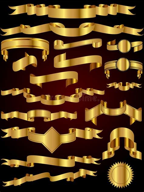 Gold Ribbon Collection Stock Vector Illustration Of Shape 13412845