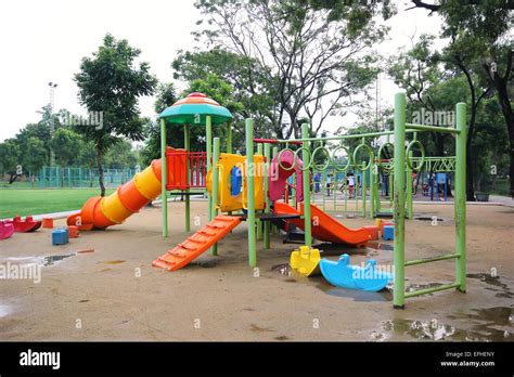 Colorful Children Playground In The Park Stock Photo Alamy