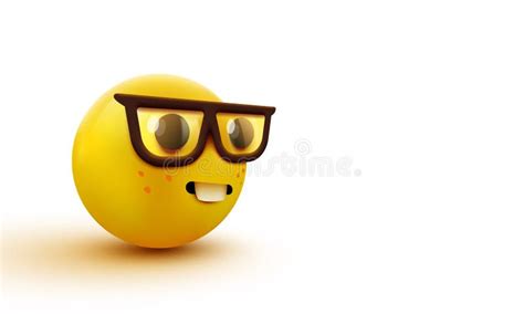 Nerd Face Emoji Clever Emoticon With Glasses Geek Or Student Stock