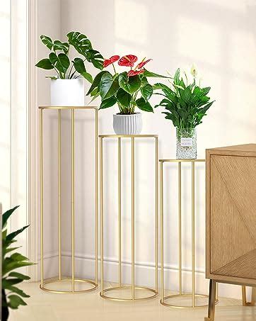 Amazon Chamvis Gold Metal Plant Stand Pcs Tall Cylinder