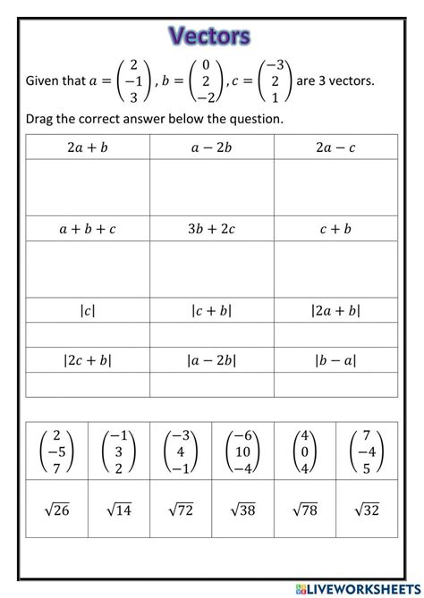 National 5 - Vectors worksheet | Live Worksheets - Worksheets Library