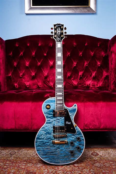 Gibson Les Paul Custom A Quilt Maple Top Ocean Blue Electric Reverb