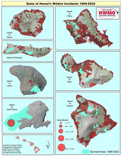 State Of Hawaii Wildfire History Map Hawaii Wildfire