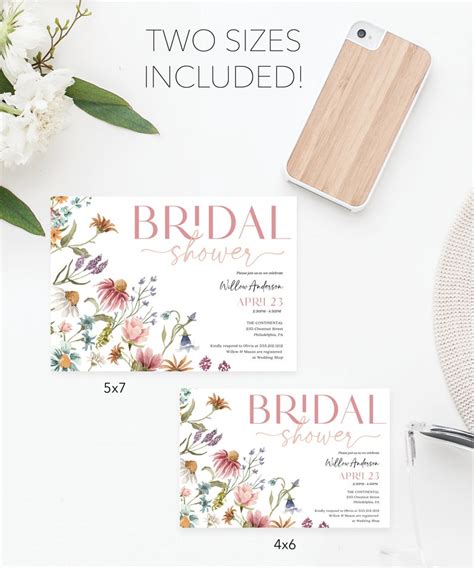 Wildflower Bridal Shower Invitation Bohemian Invitation Boho Etsy