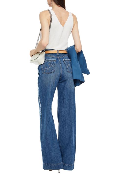 Etro Embroidered High Rise Wide Leg Jeans The Outnet