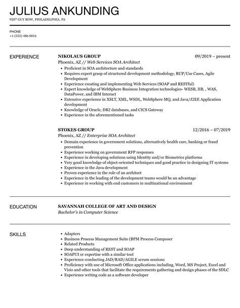 Soa Architect Resume Samples Velvet Jobs