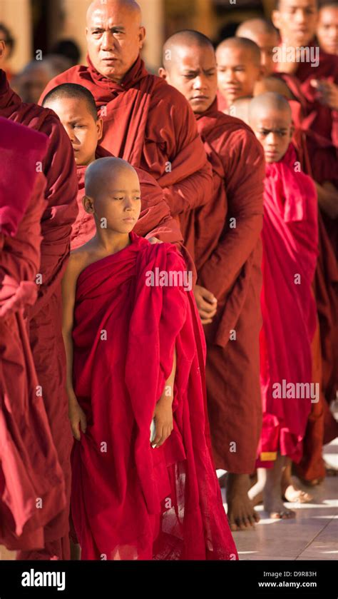 Monks At The Shwezigon Paya Bagan Myanmar Burma Stock Photo Alamy