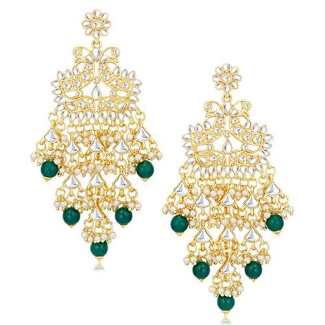 Buy Sukkhi Marquise Kundan Gold Plated Pearl Chandelier Earring Set For