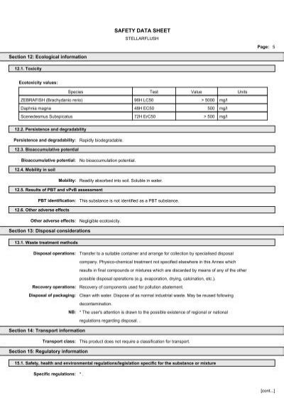 Safety Data Sheet Stellar