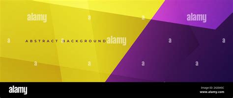 Yellow And Purple Modern Abstract Wide Banner With Geometric Shapes