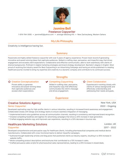 Freelance Copywriter Resume Examples How To Guide For