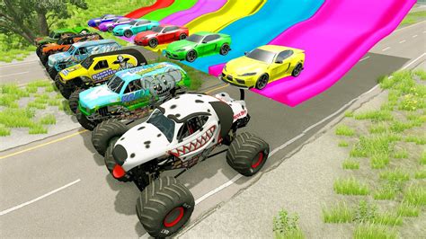 MONSTER JAM FUNNY CAR MONSTER TRUCK SMALL CARS VS TRAP COLORS HIGH