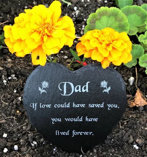 PERSONALISED ENGRAVED SLATE Heart Memorial Grave Marker Plaque Mum Dad