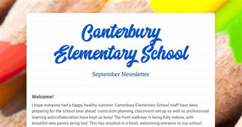 Canterbury Elementary School Smore Newsletters For Education