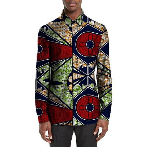 Mens African Print Shirts Fashion Dashiki Pattern Wax Prints Ankara