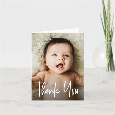 Handlettering Modern Custom Photo Baby Shower Thank You Card Zazzle