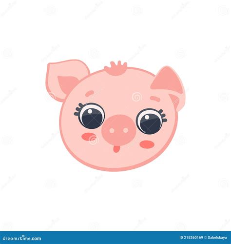 Lindo Adorable Rosa Cerdito Cabeza Dibujos Animados Vector Ilustración