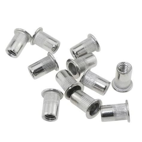 Pcs Silver Rivet Nut Knurled Flat Head Threaded Insert Nut Stainless