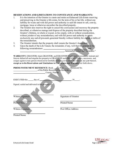 Printable Lady Bird Deed Florida Form