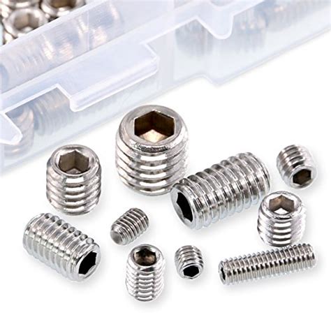 Swpeet 350 Pcs Stainless Steel Allen Head Socket Hex Grub Screw Assortment Kit Including 10