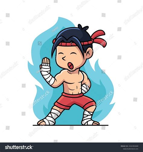 Muay Thai Fighter Fight Pose Cartoon Stock Vector (Royalty Free ...