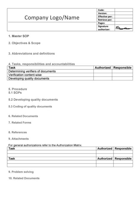 Best Standard Operating Procedure Sop Templates