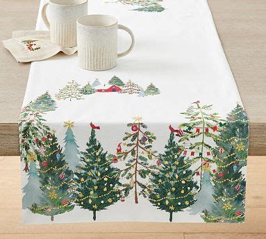 Christmas In The Country Embroidered Cotton Linen Table Runner