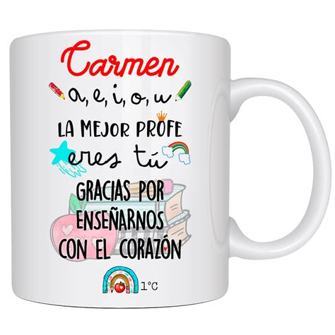 Taza personalizada a e i o u la mejor profe eres tú