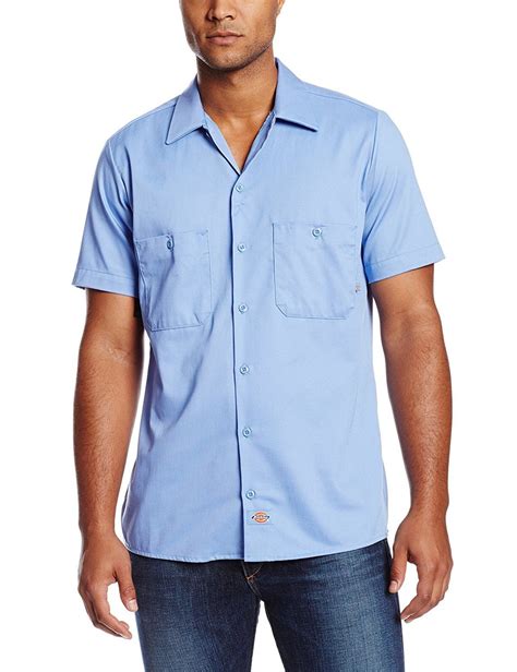 Ls307lb 5xl Cotton Mens Short Sleeve Industrial Work Shirt 5x Large Light Blue C411jpfgtrv