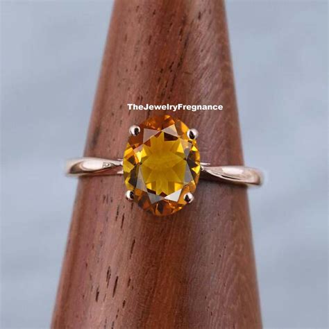 Yellow Topaz Engagement Ring, Wedding Ring, Rose Gold Plated Ring, Gift ...