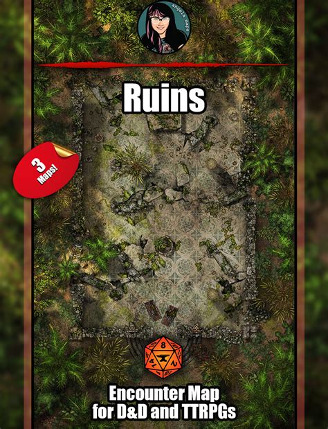 Ruins Three Versions X Jungle Battle Map Pack With Foundry Vtt