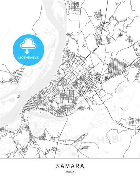 Samara, Russia, Map poster borderless print template - HEBSTREITS