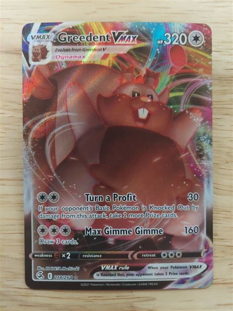 Greedent Vmax Fusion Strike Nm Full Art Ultra Rare Pokemon Card