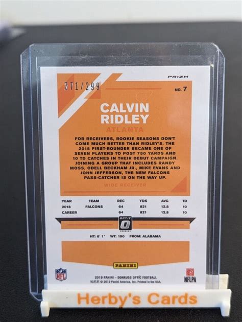 2019 Panini Donruss Optic Aqua Prizm 299 Calvin Ridley 7 EBay