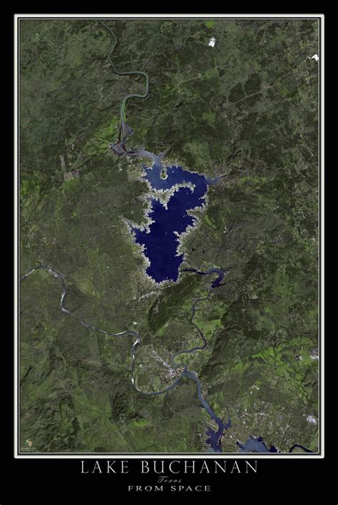 The Lake Buchanan Texas Satellite Poster Map Lake Camping Advice Go