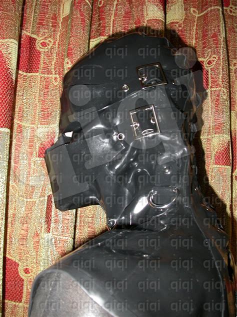 Latexrubber045mm Hoodmaskcostumecatsuitsuitblackheavyknightrider