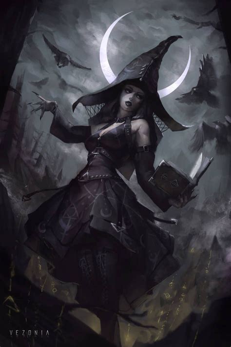 Witch Under Cresent Moon By Vezoniaartz On