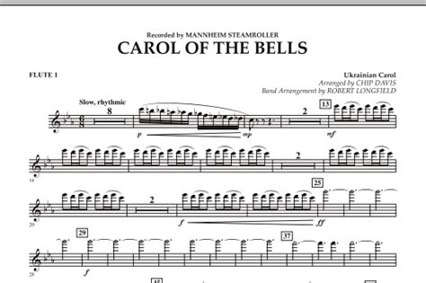 Carol Of The Bells Flute 1 By Robert Longfield Sheet Music For