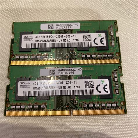 Yahoo オークション SKhynix DDR4 19200 1RX16 PC4 2400T 4GBX2枚セ