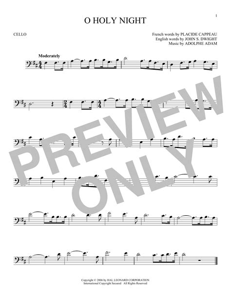 O Holy Night By Adolphe Adam Sheet Music For Cello Solo At Sheet Music