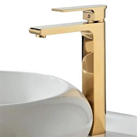 Gold Fancy Basin Brass Faucet Tap Mixer Hot And Cold Spout Inch Height Gold Colour At