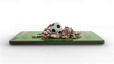 3d Rendering Of Mobile Phone Soccer Betting Football And Ghanaian Cedi